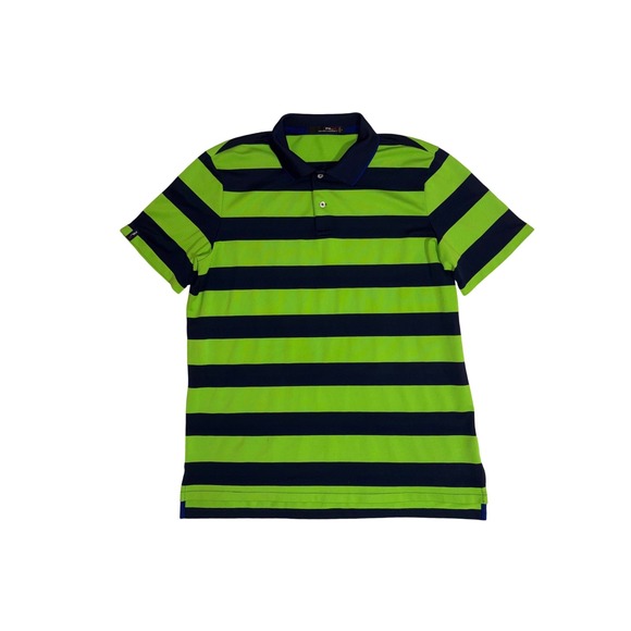 RLX Ralph Lauren Other - RLX RALPH LAUREN Polo Shirt Mens Large Green Navy Striped Performance Golf Tee